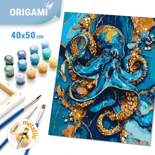 Paint by Numbers on a 40*50 cm frame Octopus with Metallic Paints LW 3556