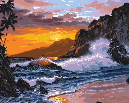 Paint by Numbers on a 40*50 cm frame landscape – Sea at sunset. LW 365