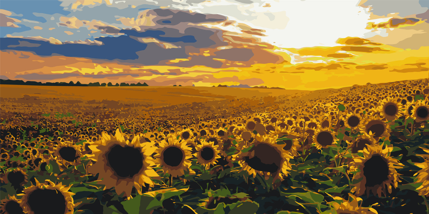 Paint by Numbers on a 40*80 cm frame, landscape, Sunflower Field LW 5099