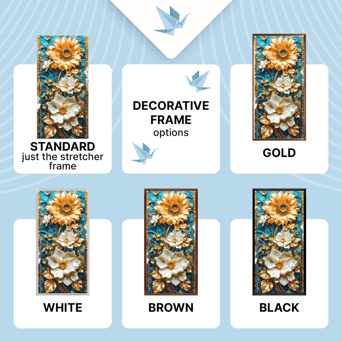 Paint by Numbers on a 40×80 cm Frame – Delicate Flowers with Metallic Paints – Flowers – LW 5101