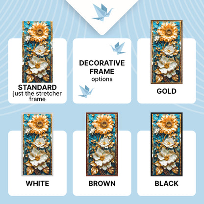 Paint by Numbers on a 40×80 cm Frame – Delicate Flowers with Metallic Paints – Flowers – LW 5101