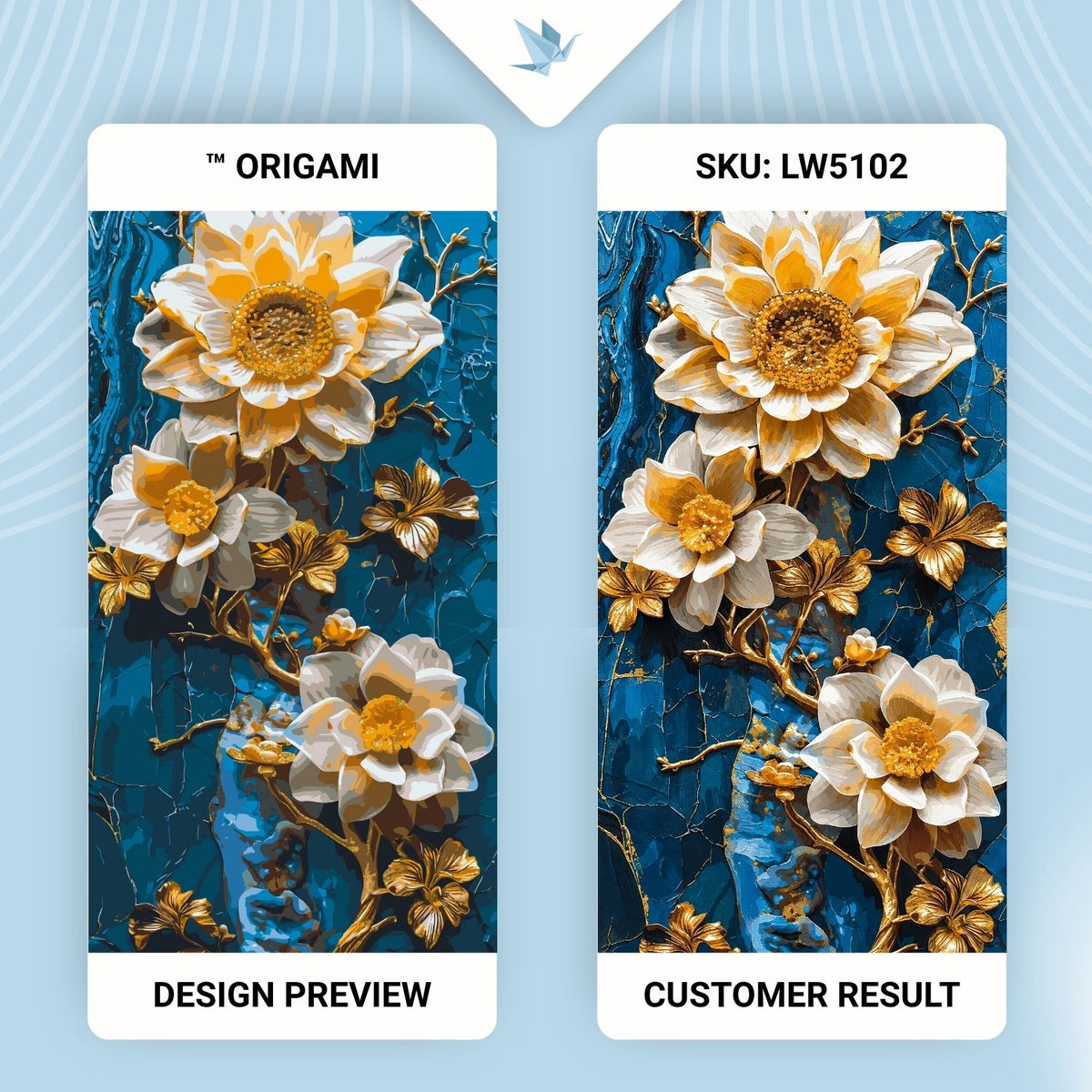Paint by Numbers on a 40×80 cm Frame – Flowers on a Blue Background with Metallic Paints – Flowers – LW 5102