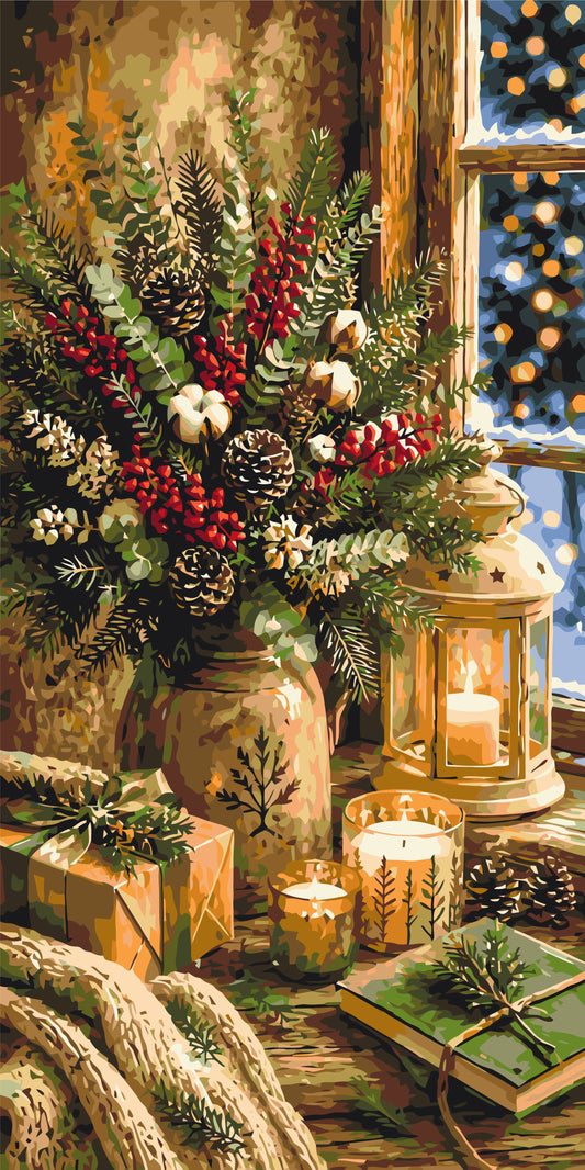 Christmas Flower Bouquet – paint by numbers 40×80 cm