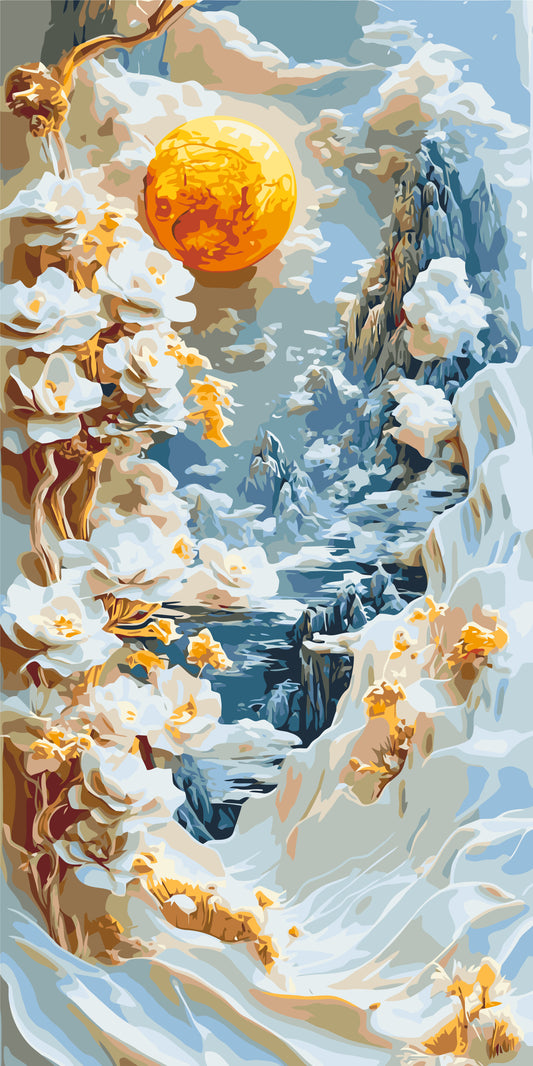 Maľovanie podľa čísel na ráme 40*80 cm - Abstrakcia: horské kvety - Kvety/Krajinka - LW 5104