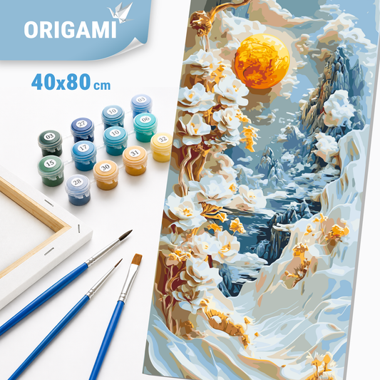 Paint by Numbers on a 40x80 cm frame - Abstraction: Mountain Flowers - Flowers/Landscape - LW 5104
