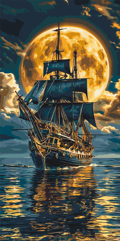 Paint by numbers on a 40*80 cm frame. Ship on the Sea LW 5108
