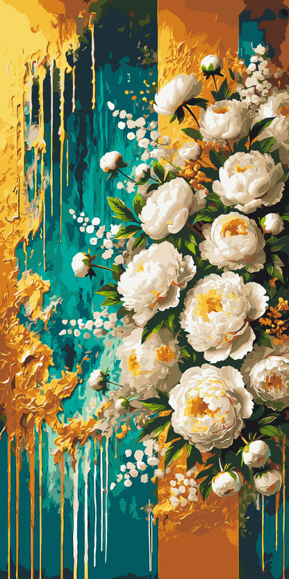 Paint by Numbers on a 40*80 cm frame Flowers. Golden Inspiration with Metallic Paints LW 5109