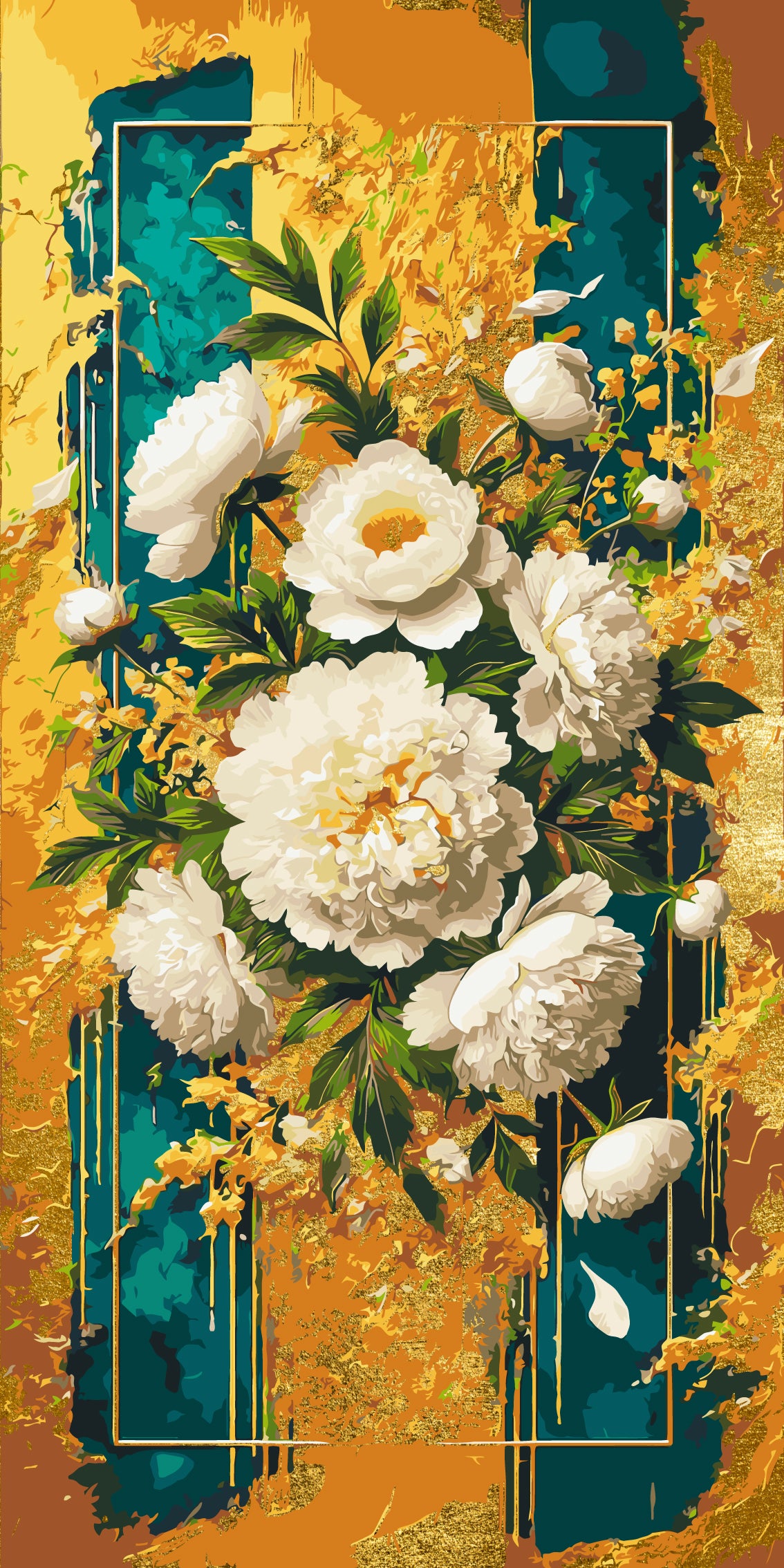 Paint by Numbers on a 40*80 cm frame Vibrant Flowers with Metallic Paints LW 5110