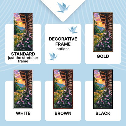 Paint by Numbers on a 40×80 cm Frame – Floral Summer Evening – Landscape/Flowers – LW 5114