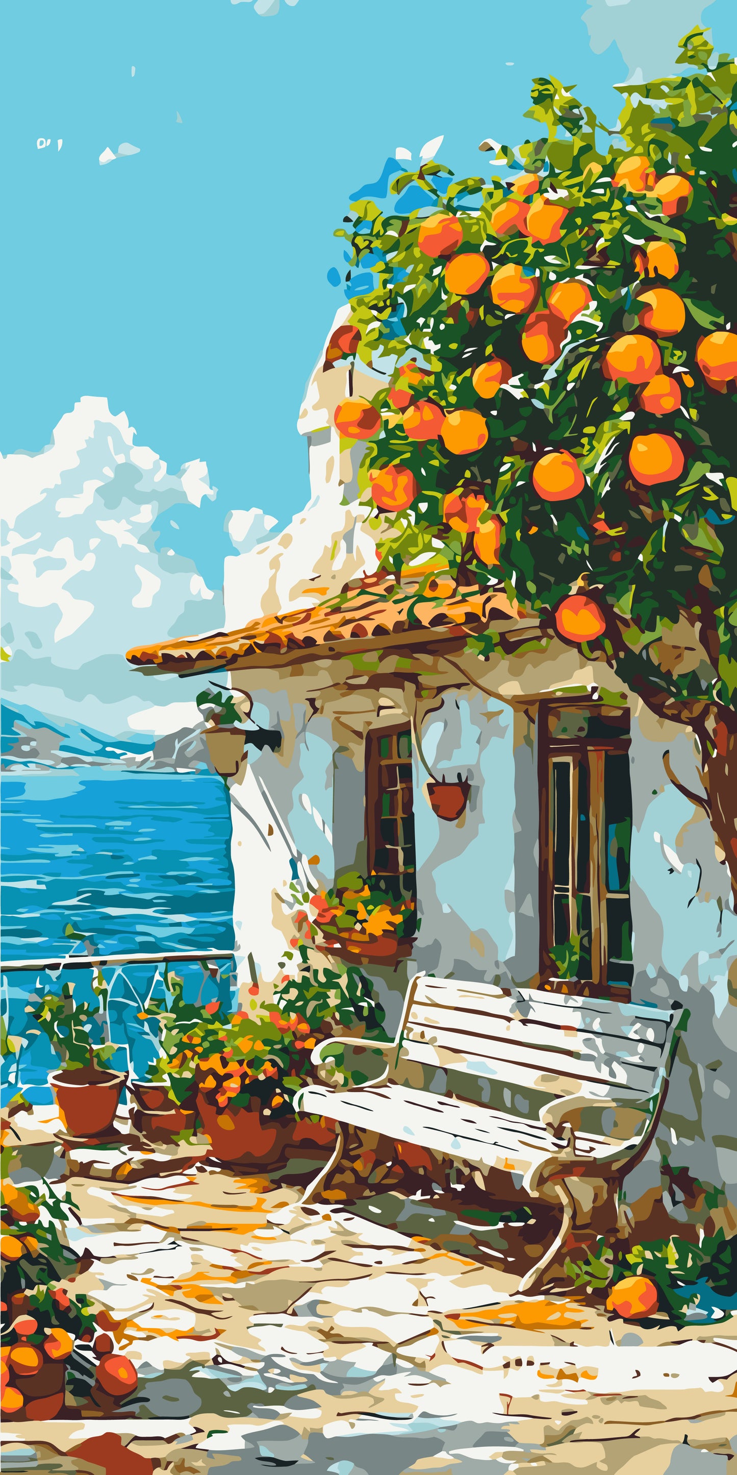 Maľovanie podľa čísel na ráme 40*80 cm - Talianska krajina - Krajinka - LW 5115
