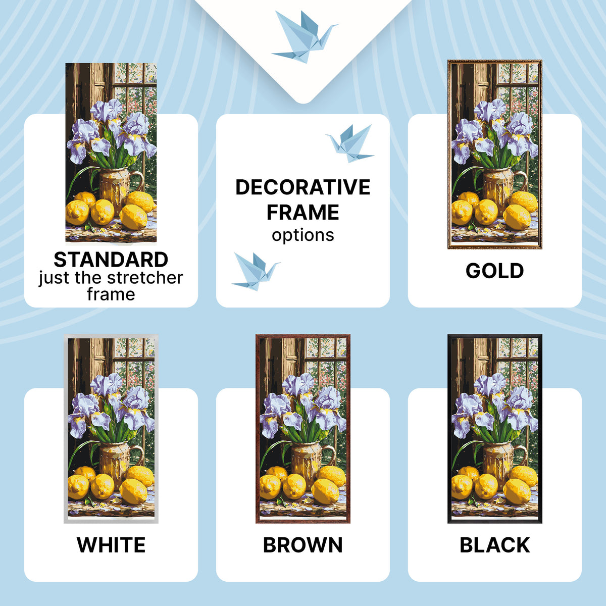 Paint by numbers – purple irises with lemons