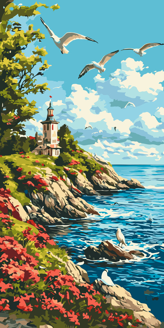 Maľovanie podľa čísel na ráme 40*80 cm - Morské ráno - Krajinka - LW 5118
