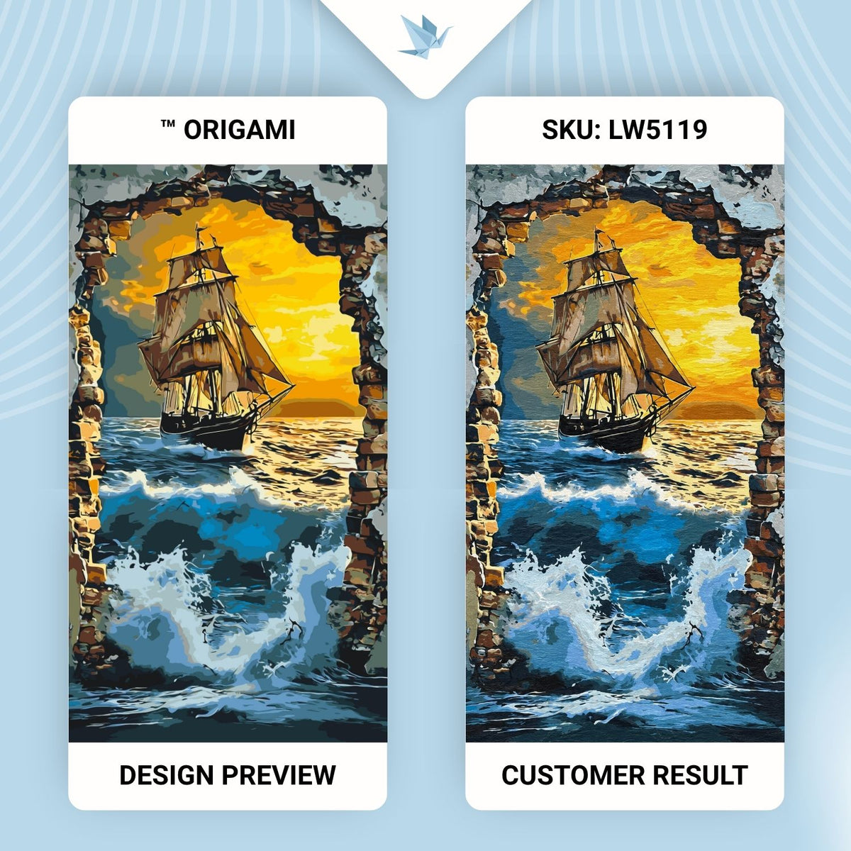 Paint by Numbers on a 40×80 cm Frame – Ship at Sea – Landscape – LW 5119