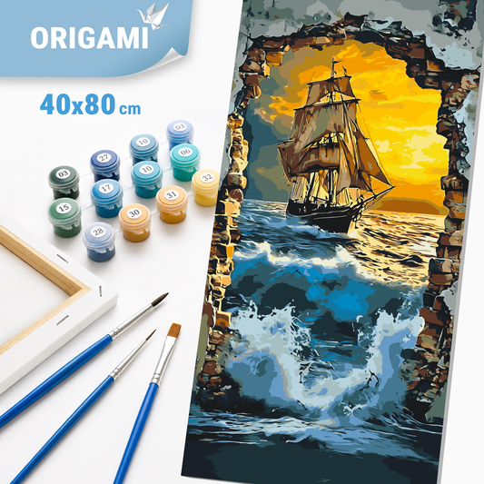 Paint by Numbers on a 40x80 cm frame - Ship at Sea - Landscape - LW 5119