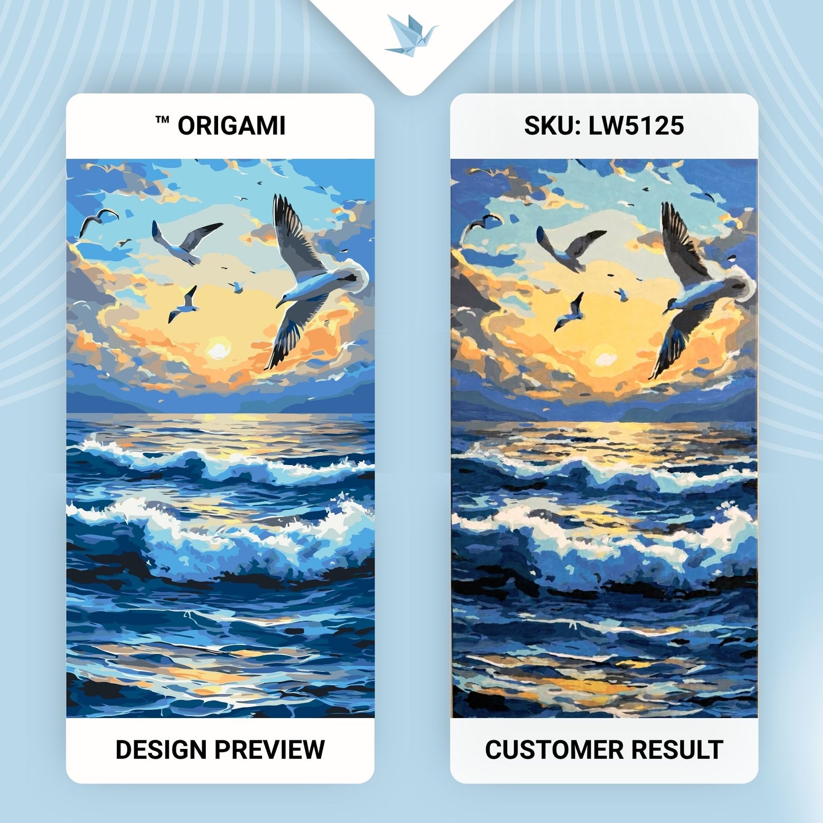 Paint by Numbers on a 40*80 cm frame - Landscape: Gulls over Morning Waves LW 5125