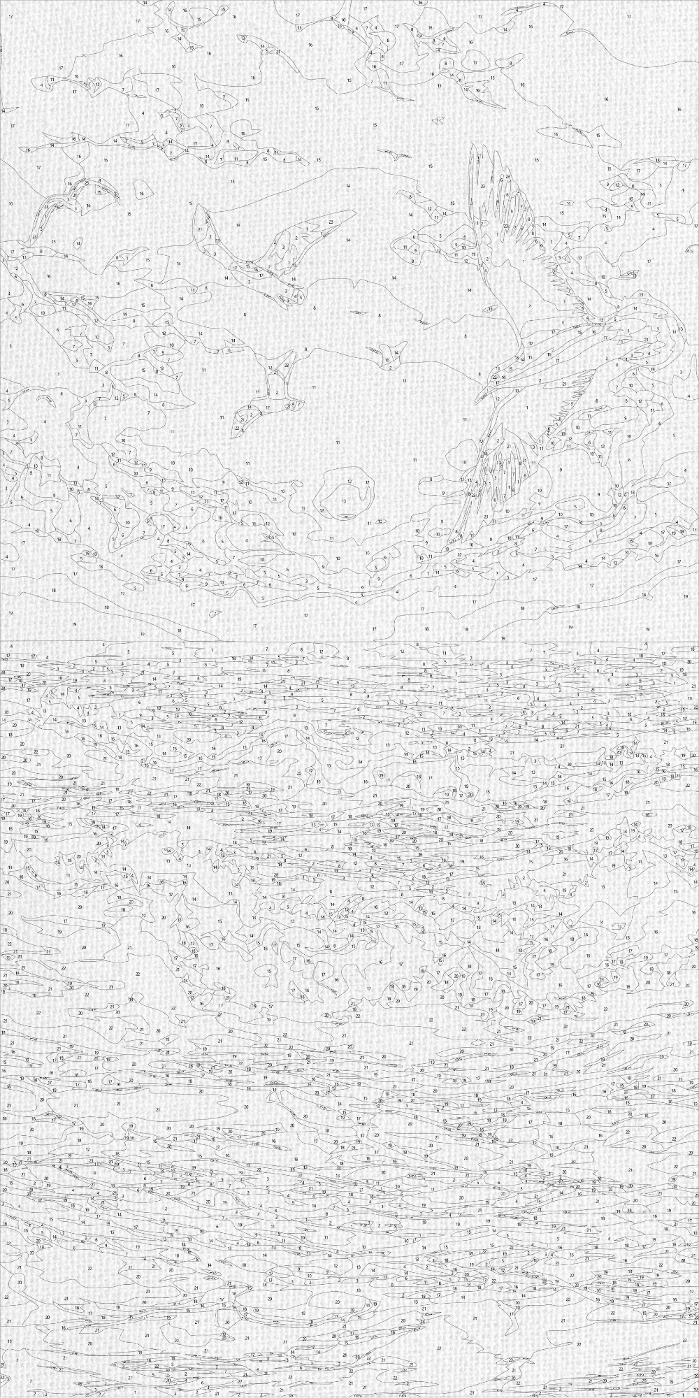 Paint by Numbers on a 40*80 cm frame - Landscape: Gulls over Morning Waves LW 5125