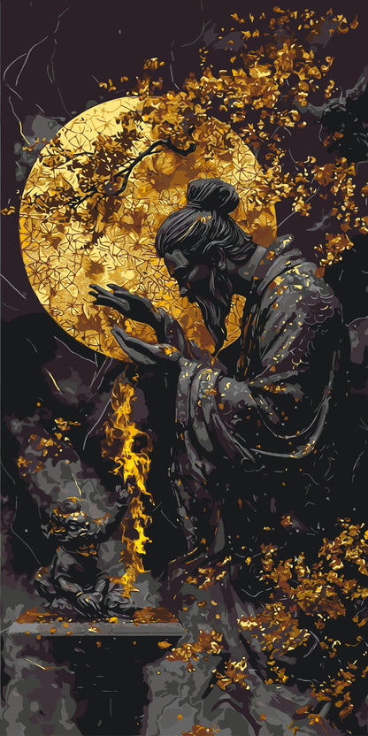 Paint by numbers on a 40*80 cm frame The Silence of the Great Master with Metallic Paints LW 5126