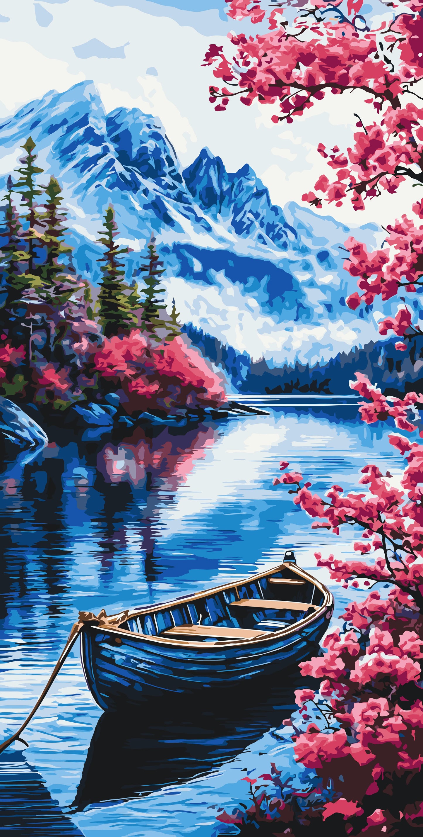 Maľovanie podľa čísel na ráme 40*80 cm - Alpské ráno - Krajinka - LW 5132