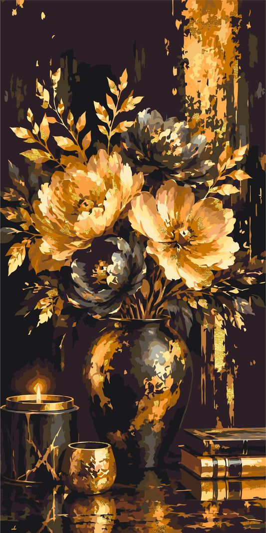Glow of Tender Peonies – paint by numbers 40×80 cm