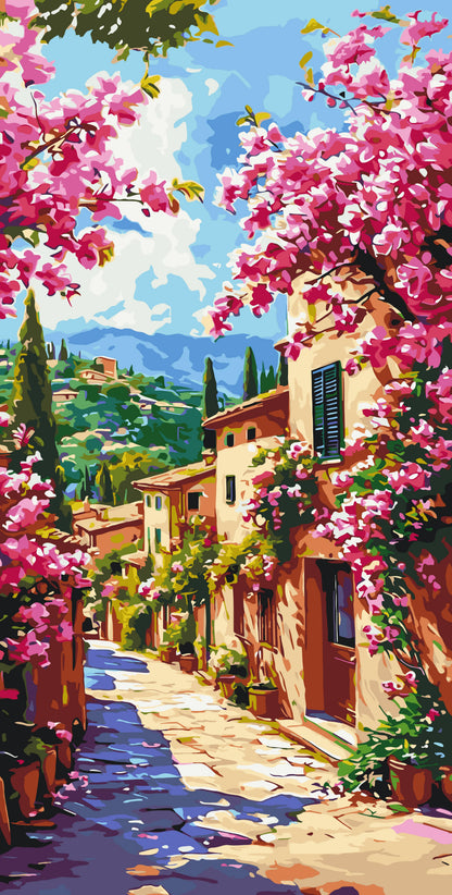 Maľovanie podľa čísel na ráme 40*80 cm - Ulička v Toskánsku - Krajinka - LW 5135
