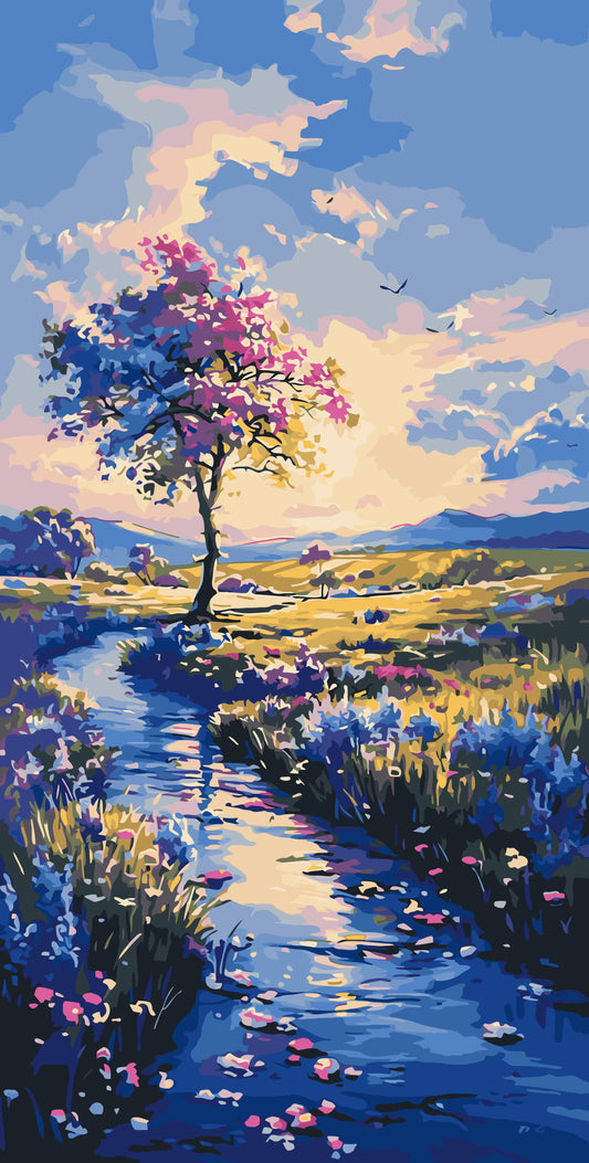 Maľovanie podľa čísel na ráme 40*80 cm - Cesta za snom - Krajinka - LW 5137