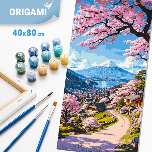 Paint by Numbers on a 40x80 cm frame - Beauty of Japanese Cherry Blossom - Landscape - LW 5141