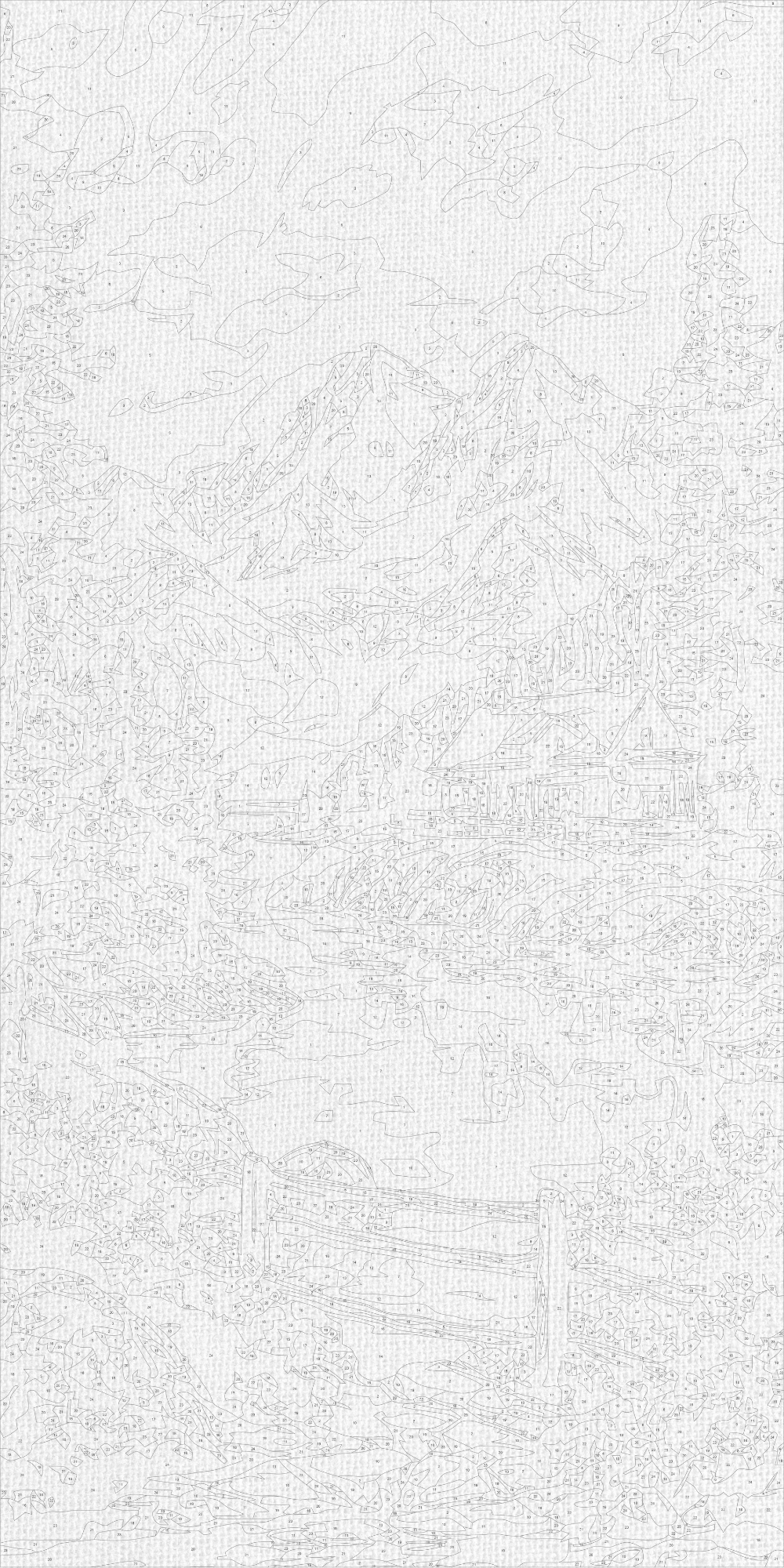 Maľovanie podľa čísel na ráme 40*80 cm - Pokoj vrcholov - Krajinka - LW 5146