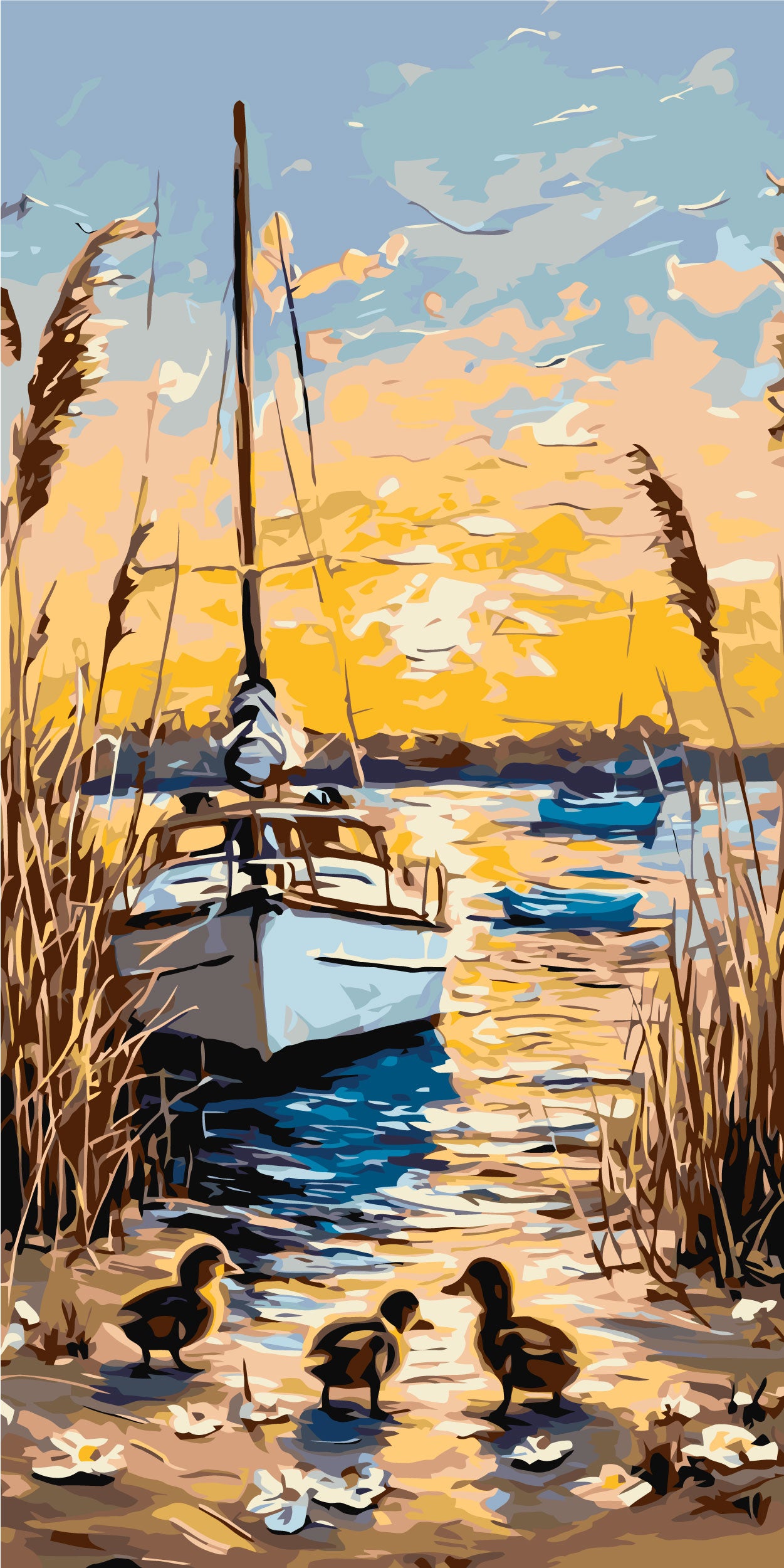 Maľovanie podľa čísel na ráme 40*80 cm - Letný večer - Krajinka - LW 5150