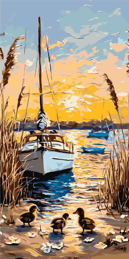 Maľovanie podľa čísel na ráme 40*80 cm - Letný večer - Krajinka - LW 5150