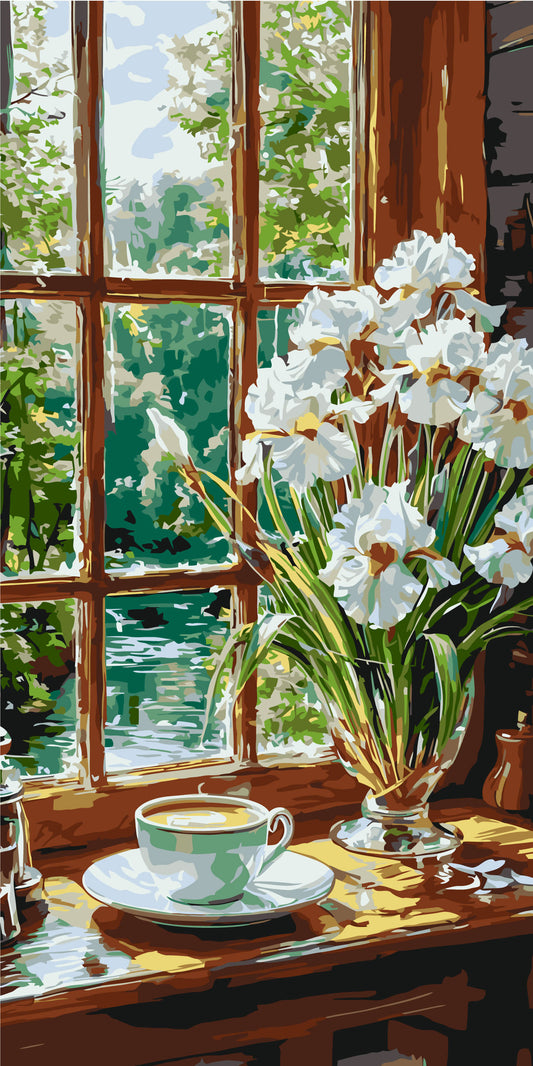 Paint by Numbers on Frame 40*80 cm Still Life/Flowers. Coffee Harmony LW 5155