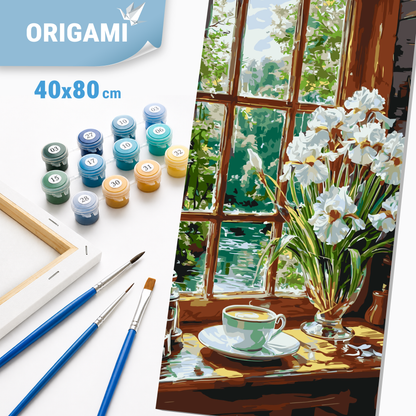 Paint by Numbers on Frame 40*80 cm Still Life/Flowers. Coffee Harmony LW 5155