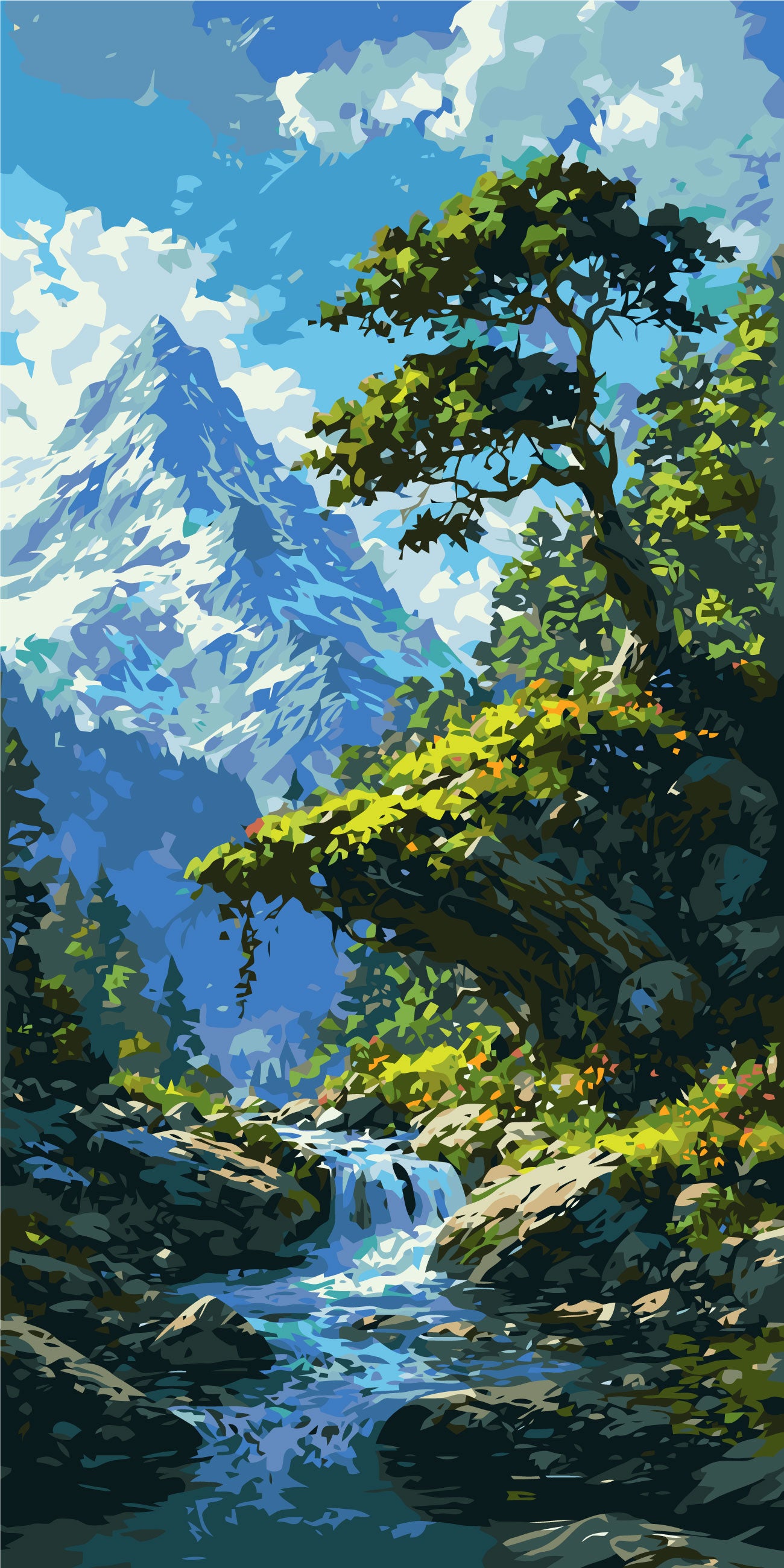 Maľovanie podľa čísel na ráme 40*80 cm - Karpaty - Krajinka - LW 5157