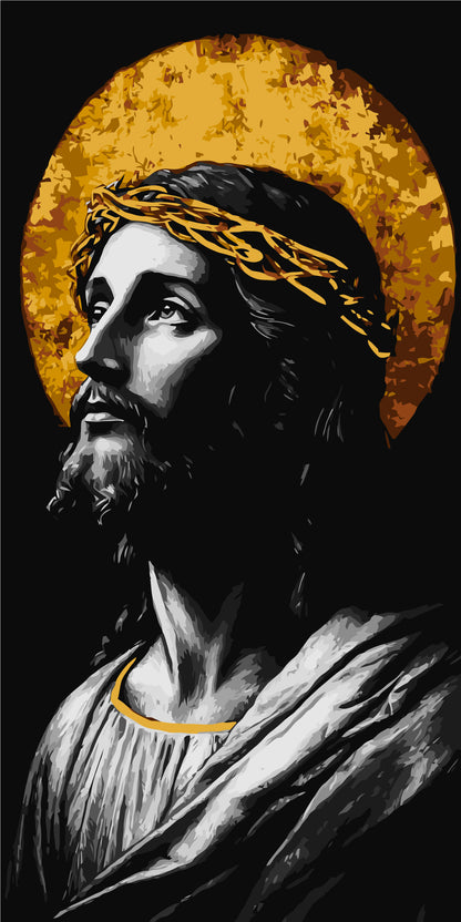 Maľovanie podľa čísel na ráme 40*80 cm - Obraz Spasiteľa - Náboženstvo s metalickými farbami - LW 5158