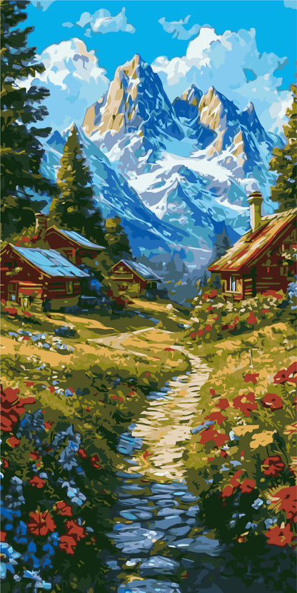 Maľovanie podľa čísel na ráme 40*80 cm - Cesta do hôr - Krajinka - LW 5162
