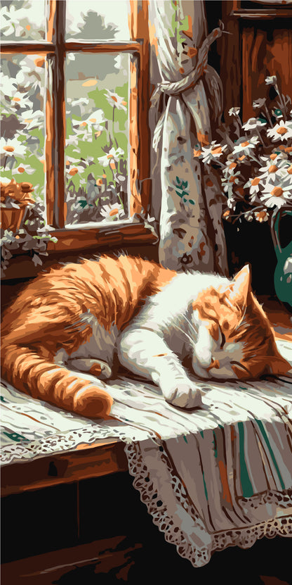 Paint by Numbers on frame 40*80 cm Animals. Red cat LW 5163