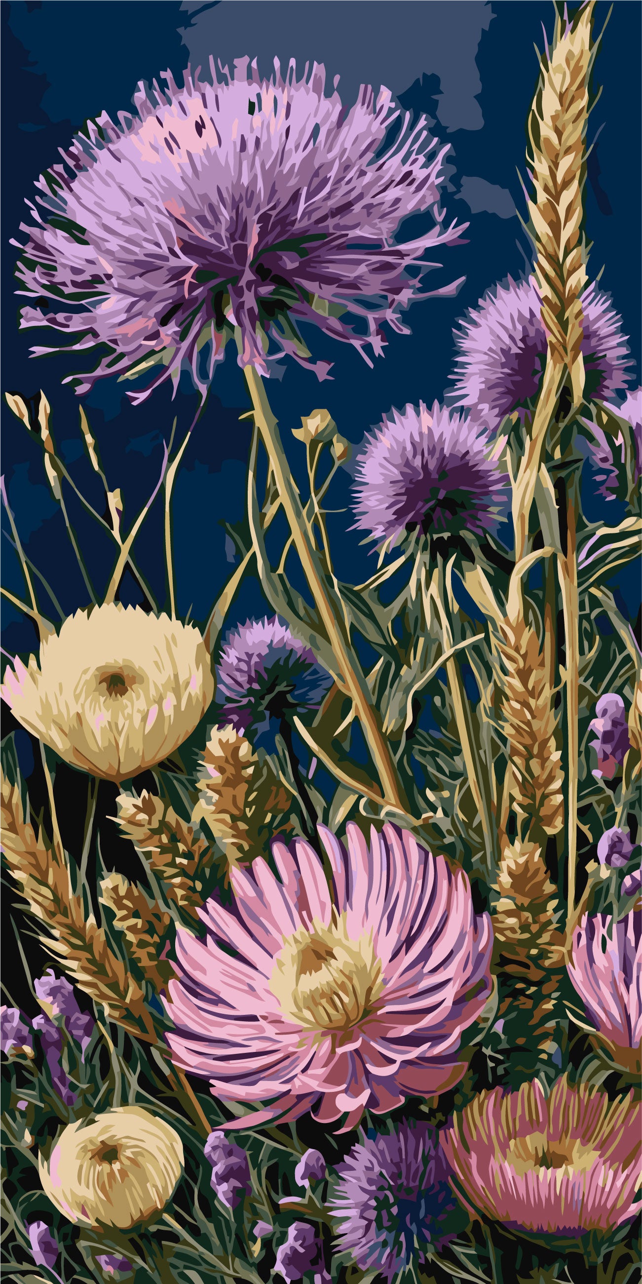 Paint by Numbers on frame 40*80 cm Flowers LW 5164