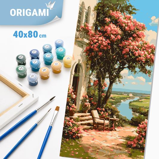 Paint by Numbers on a 40x80 cm frame - Garden by the River - Landscape - LW 5168
