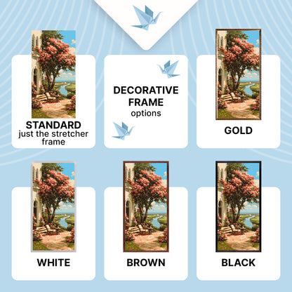 Paint by Numbers on a 40×80 cm Frame – Garden by the River – Landscape/Flowers – LW 5168