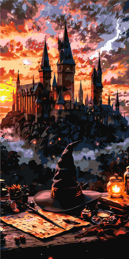 Paint by Numbers on a 40*80 cm frame. Hogwarts Magic Atmosphere LW 5172