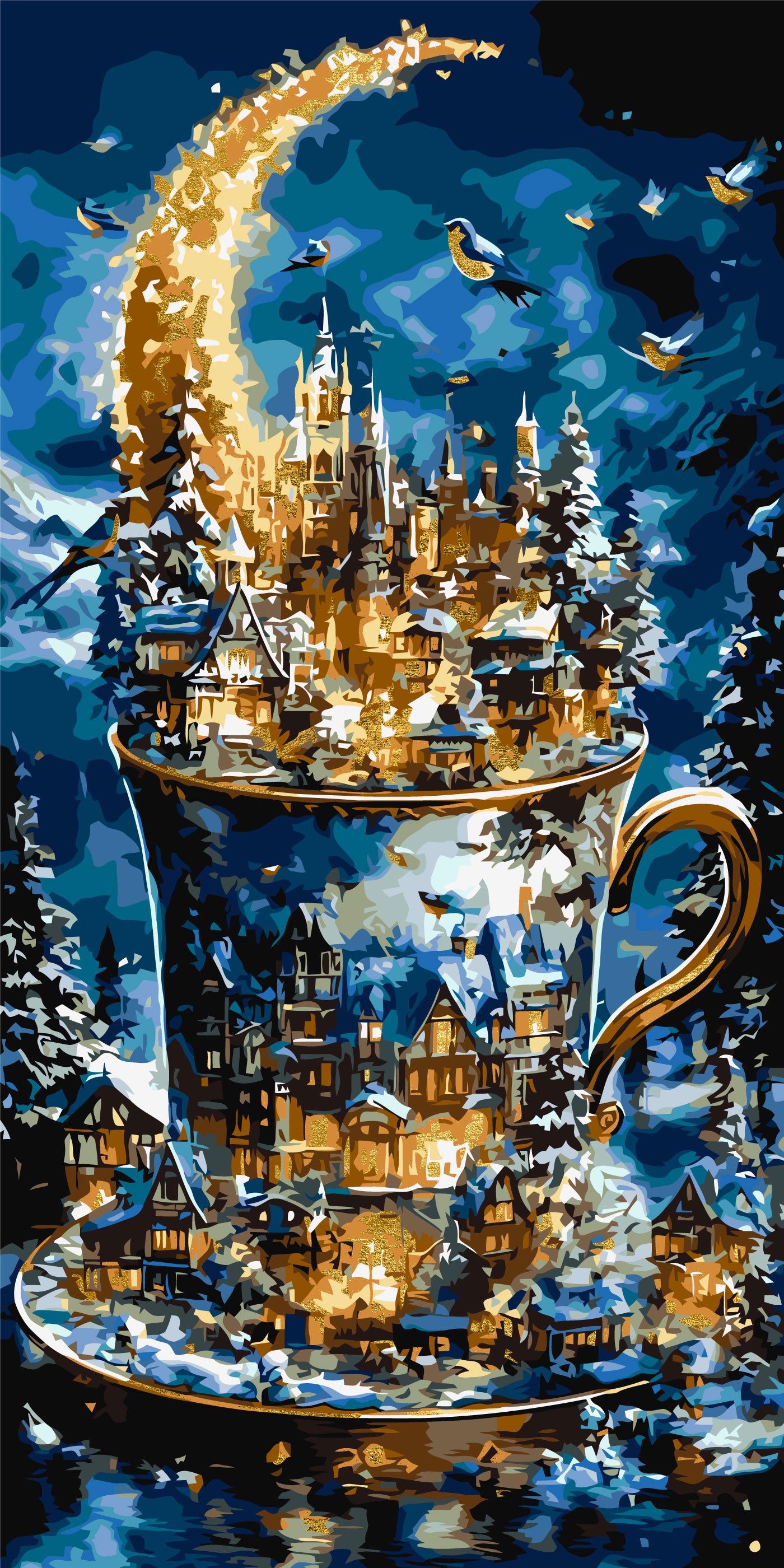 Paint by Numbers on a 40*80 cm frame Winter Landscape with Metallic Colors LW 5179