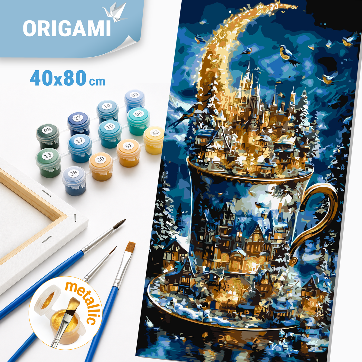 Paint by Numbers on a 40*80 cm frame Winter Landscape with Metallic Colors LW 5179