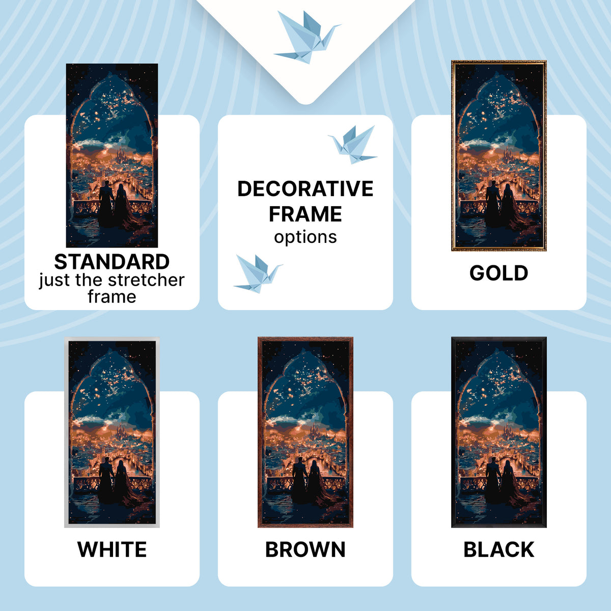 Paint by Numbers on a 40×80 cm Frame – Romance Under the Starry Sky – Landscape/People – LW 5180
