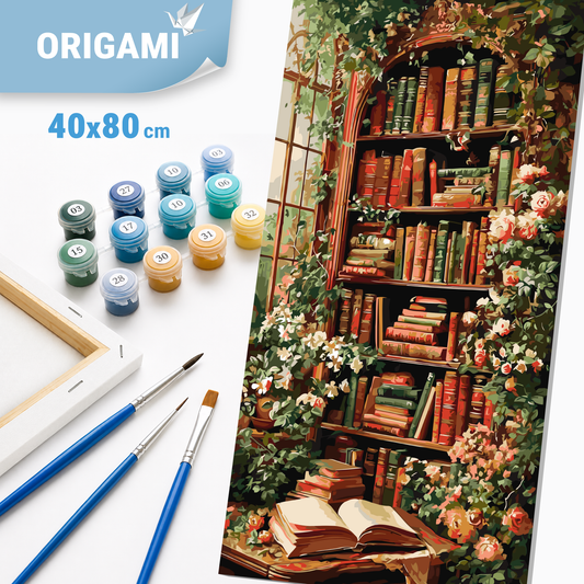 Paint by Numbers on a 40x80 cm frame - Library under Ivy - Flowers - LW 5182