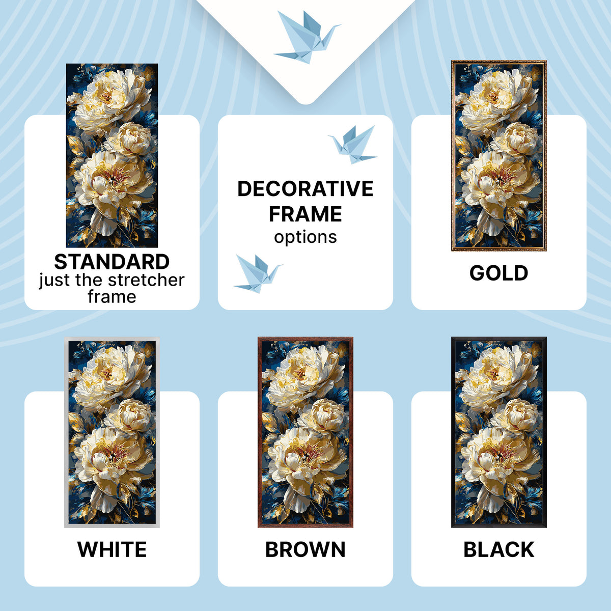 Paint by numbers – royal peonies on a blue background