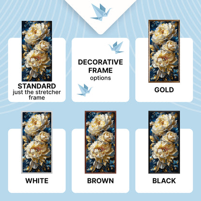Paint by Numbers on a 40×80 cm Frame – Royal Peonies with Metallic Paints – Flowers – LW 5185