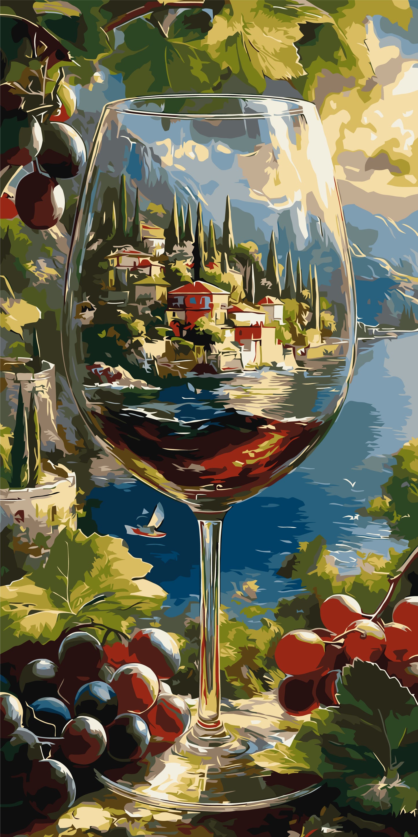 Maľovanie podľa čísel na ráme 40*80 cm - Taliansky vibe - Krajinka - LW 5186