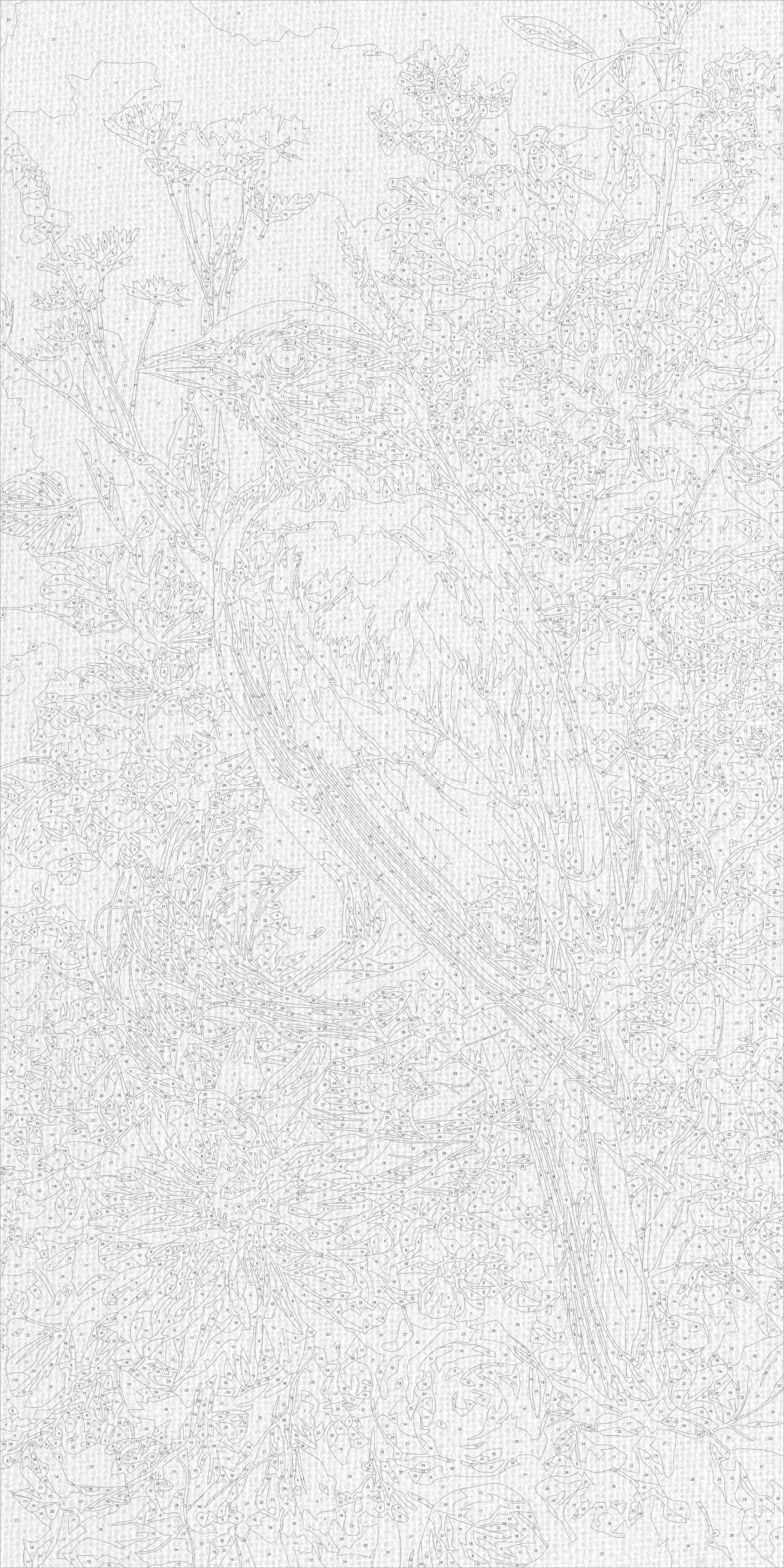 Maľovanie podľa čísel na ráme 40*80 cm - Vtáčik medzi lupienkami - Zvieratá - LW 5189