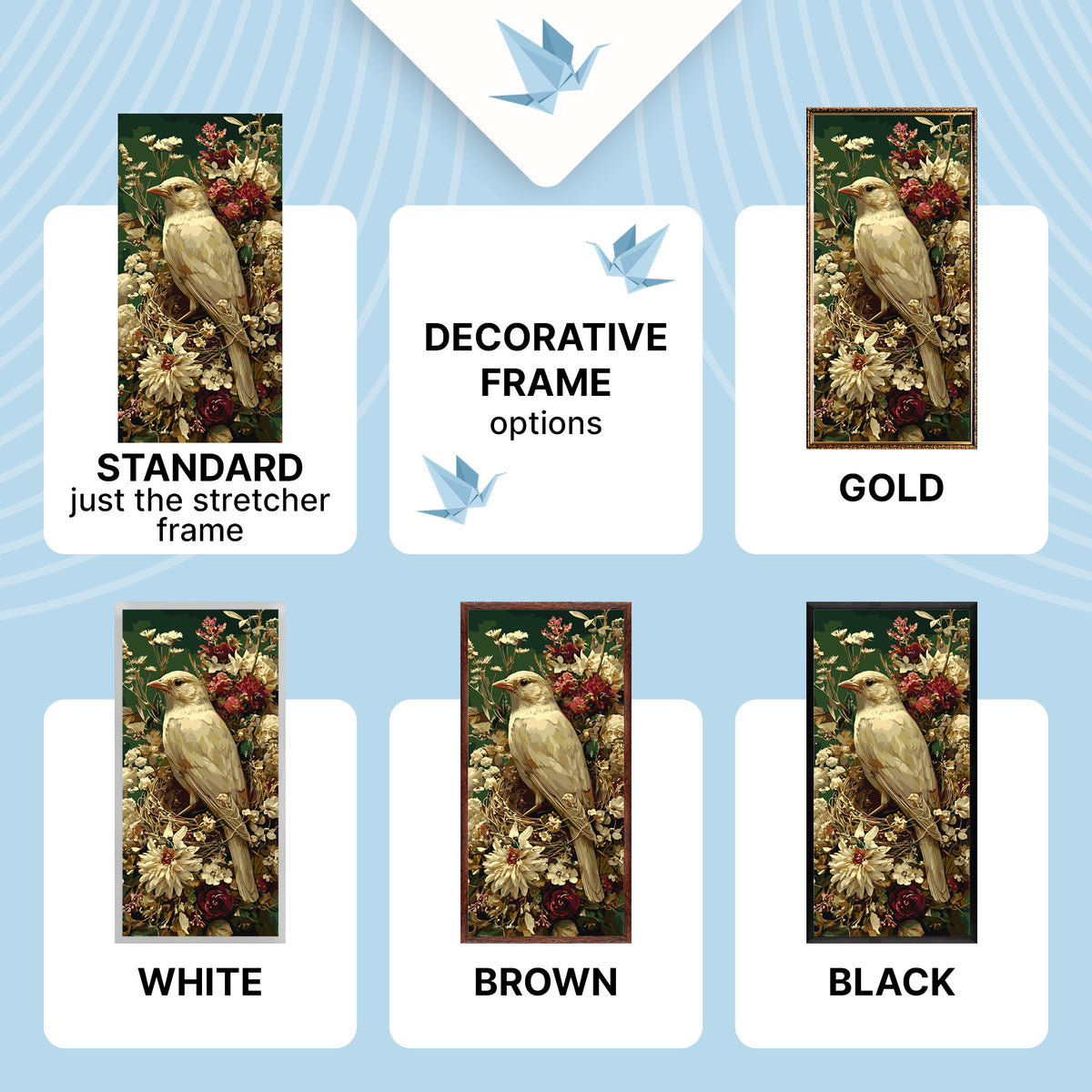 Paint by Numbers on a 40×80 cm Frame – Little Bird Among Petals – Flowers/Animals – LW 5189