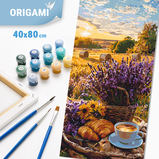 Paint by Numbers on a 40x80 cm frame - Lavender Morning - Landscape/Flowers - LW 5190