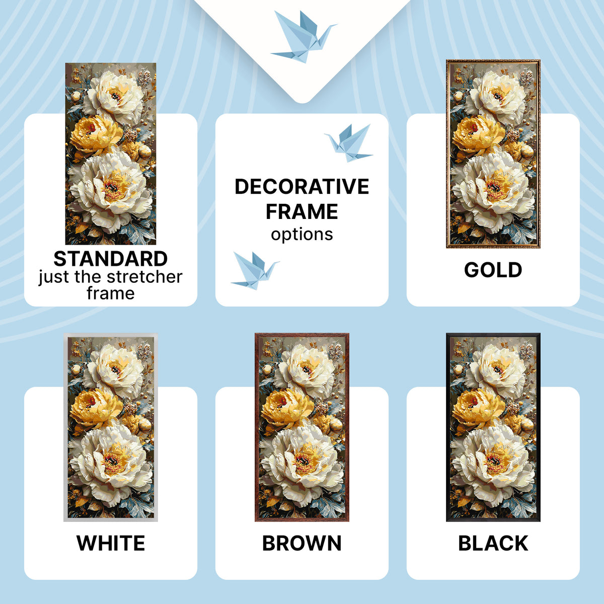 Paint by numbers – empire of flowers, white and golden peonies